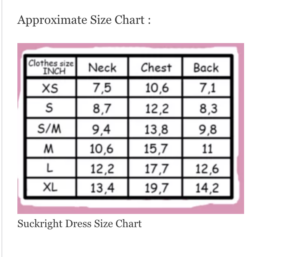 suckright size chart